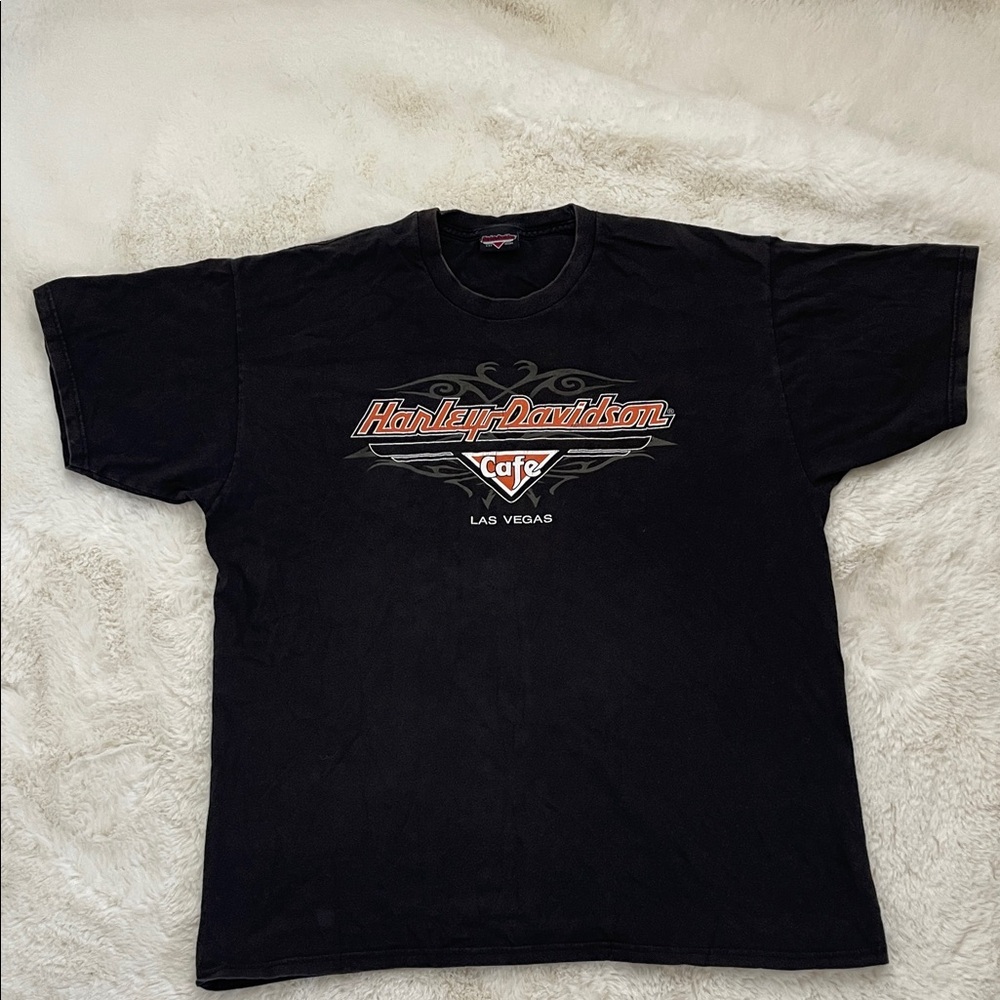 Harley-Davidson Black Vintage Tee with Red Logo